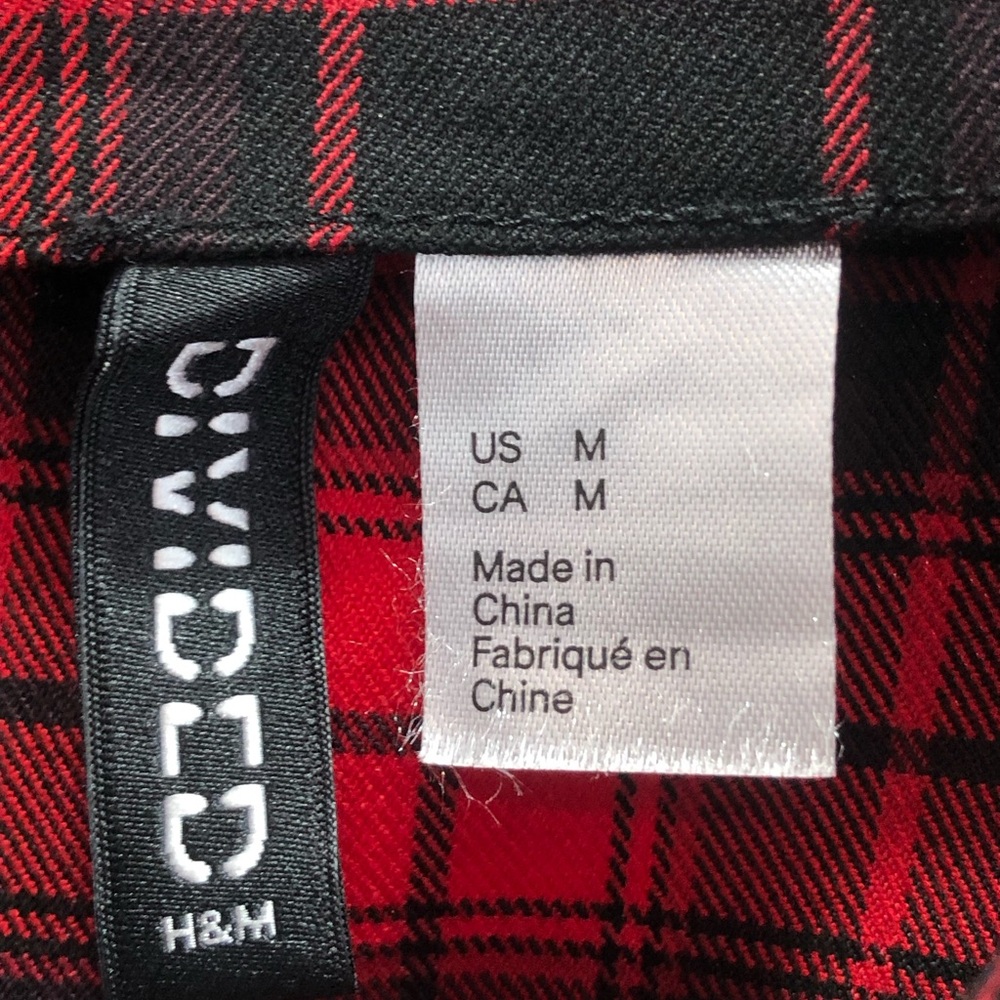 H&M Red and Black Plaid Midi Dress with Belt - Picture 3 of 6